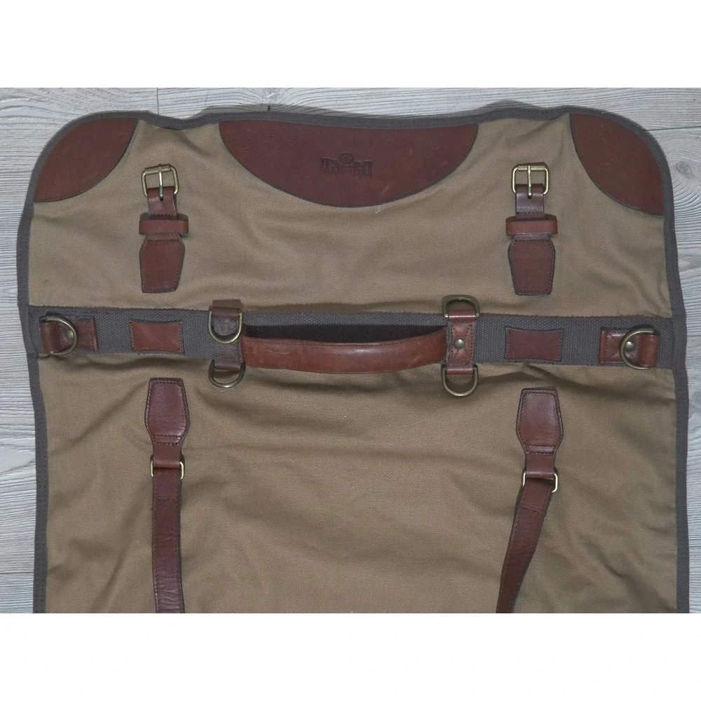 Duluth Trading Canvas Leather One Night Stand Garment Bag Suit Carrier Travel